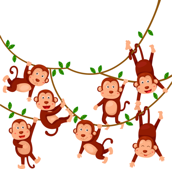 Seven Monkeys Clipart (600x591), Png Download