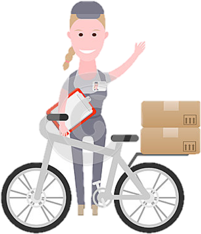 Delivery Guy On Bike White Background Clipart (833x833), Png Download
