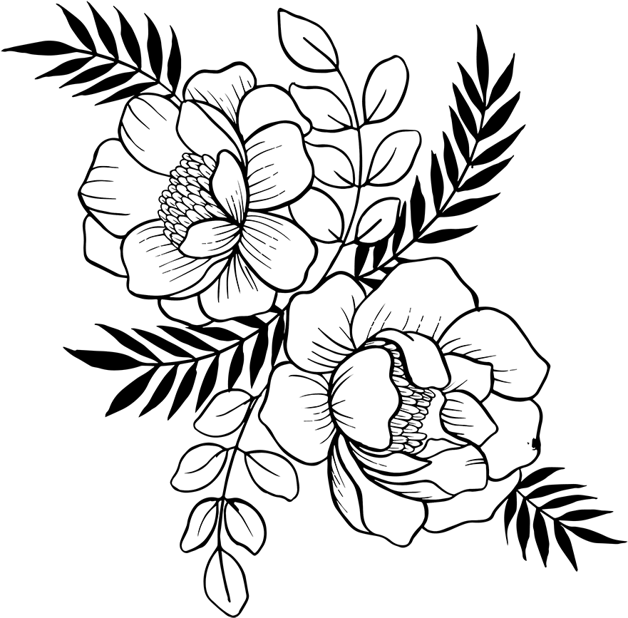 Flower Stem Clipart Black And White - Png Download (1000x1000), Png Download