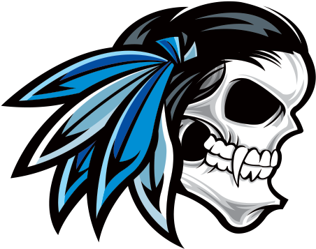 Printed Vinyl Native American Warrior Skull Stickers - Illustration Clipart (600x600), Png Download