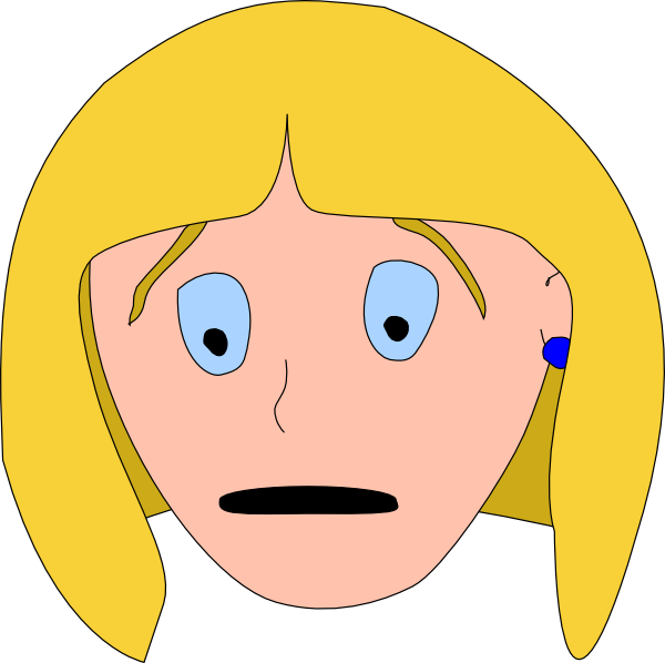 Scared Clip Art At Vector Clip Art Online Royalty - Girl Worried Face Emotion - Png Download (600x598), Png Download