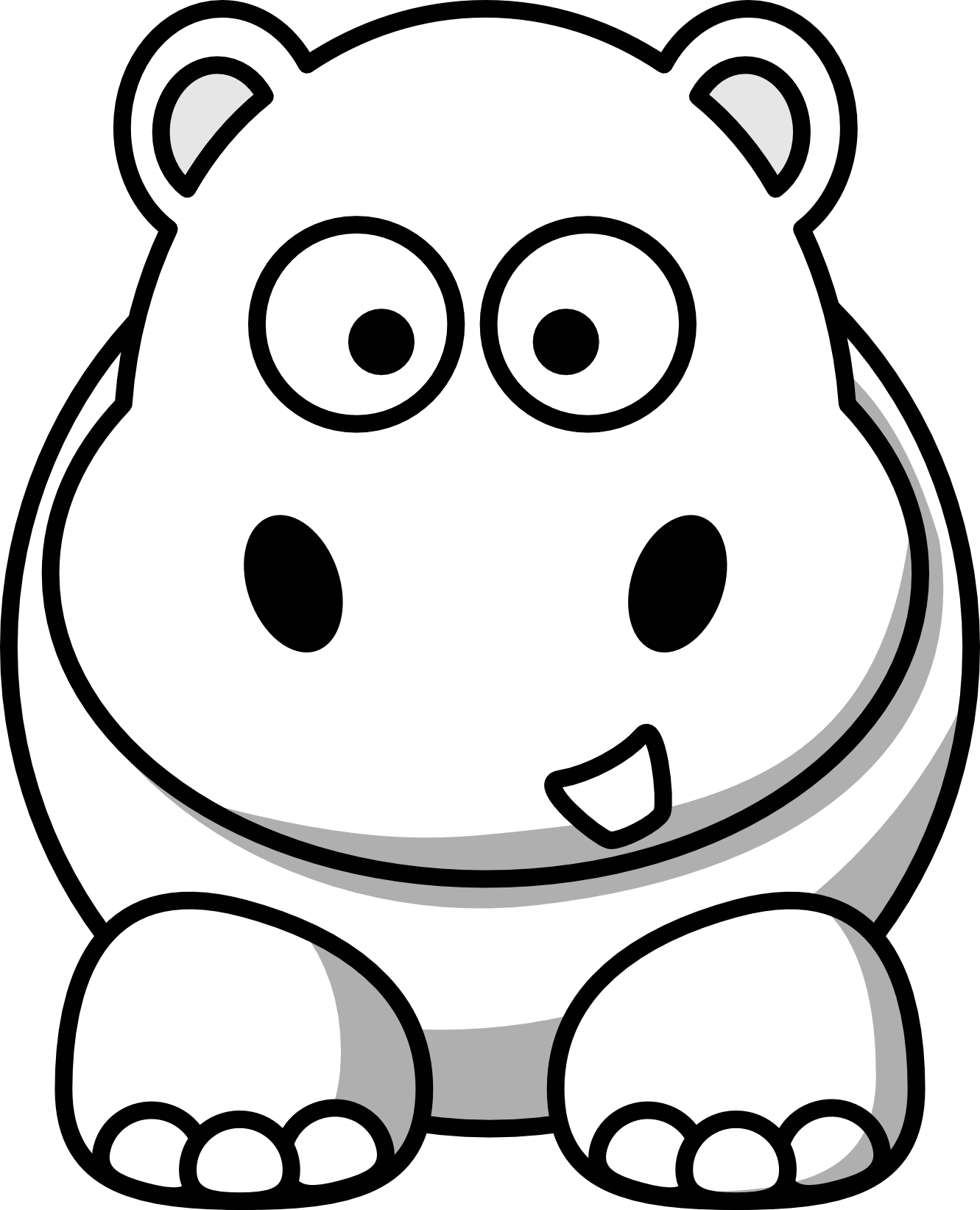 Hippo Clip Art Black And White Free Clipart Images - Hippo Clipart Black And White - Png Download (1331x1643), Png Download