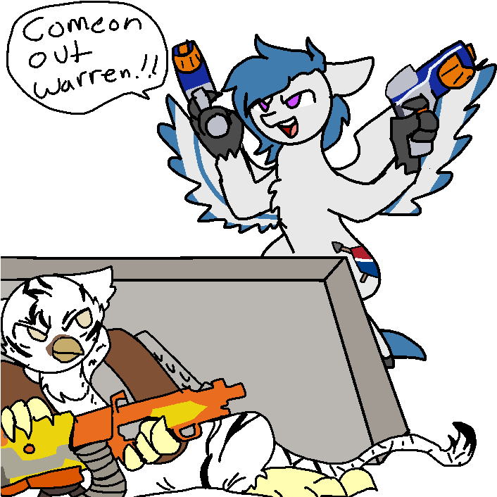 Nootaz, Commission, Dual Wield, Hippogriff, Nerf Gun, - Nerf Guns Dual Wielding Clipart (706x706), Png Download