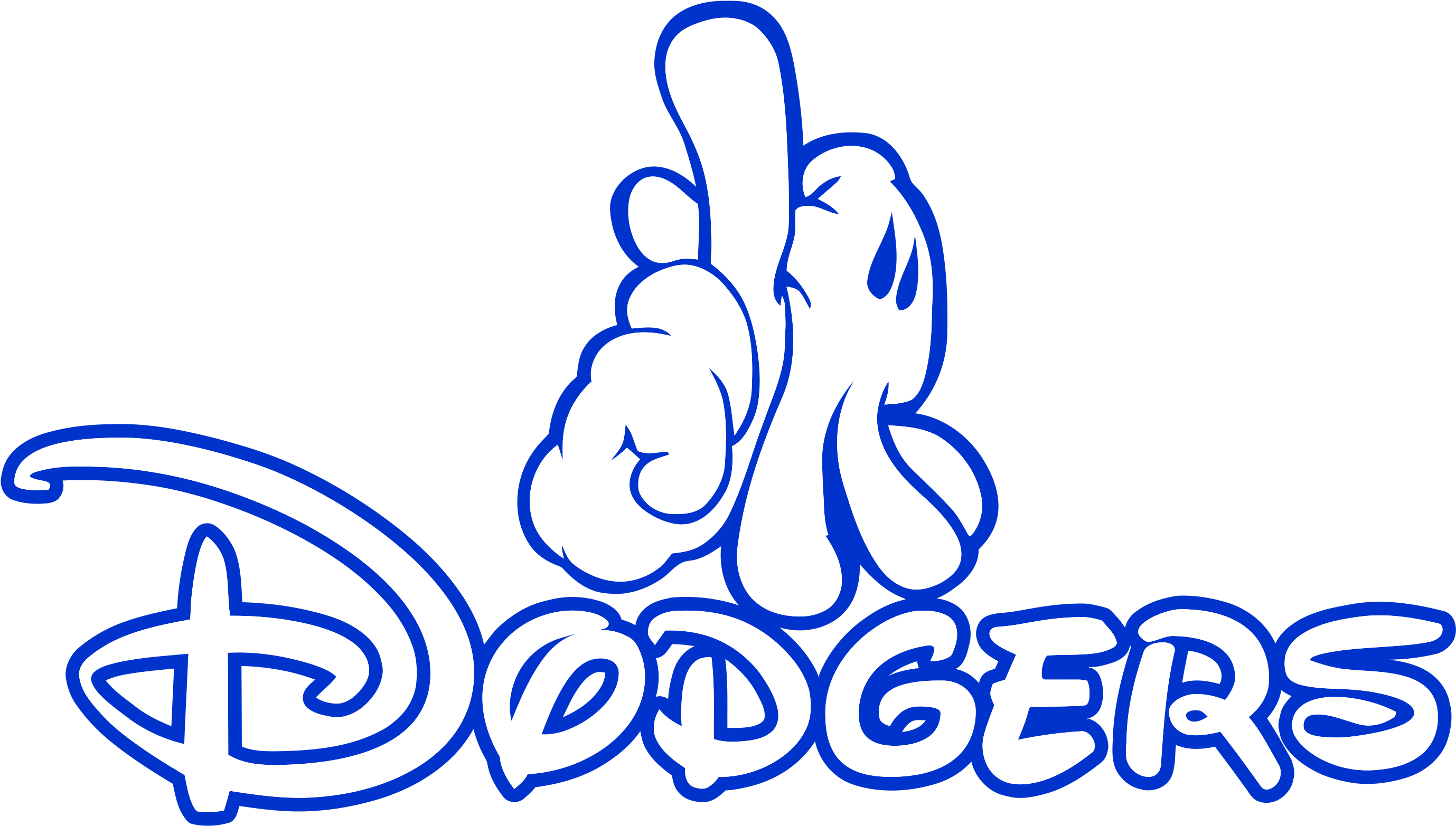 Mickey Mouse Los Angeles Dodgers Baseball Clip Art - La Dodgers Mickey Hands - Png Download (2757x1565), Png Download