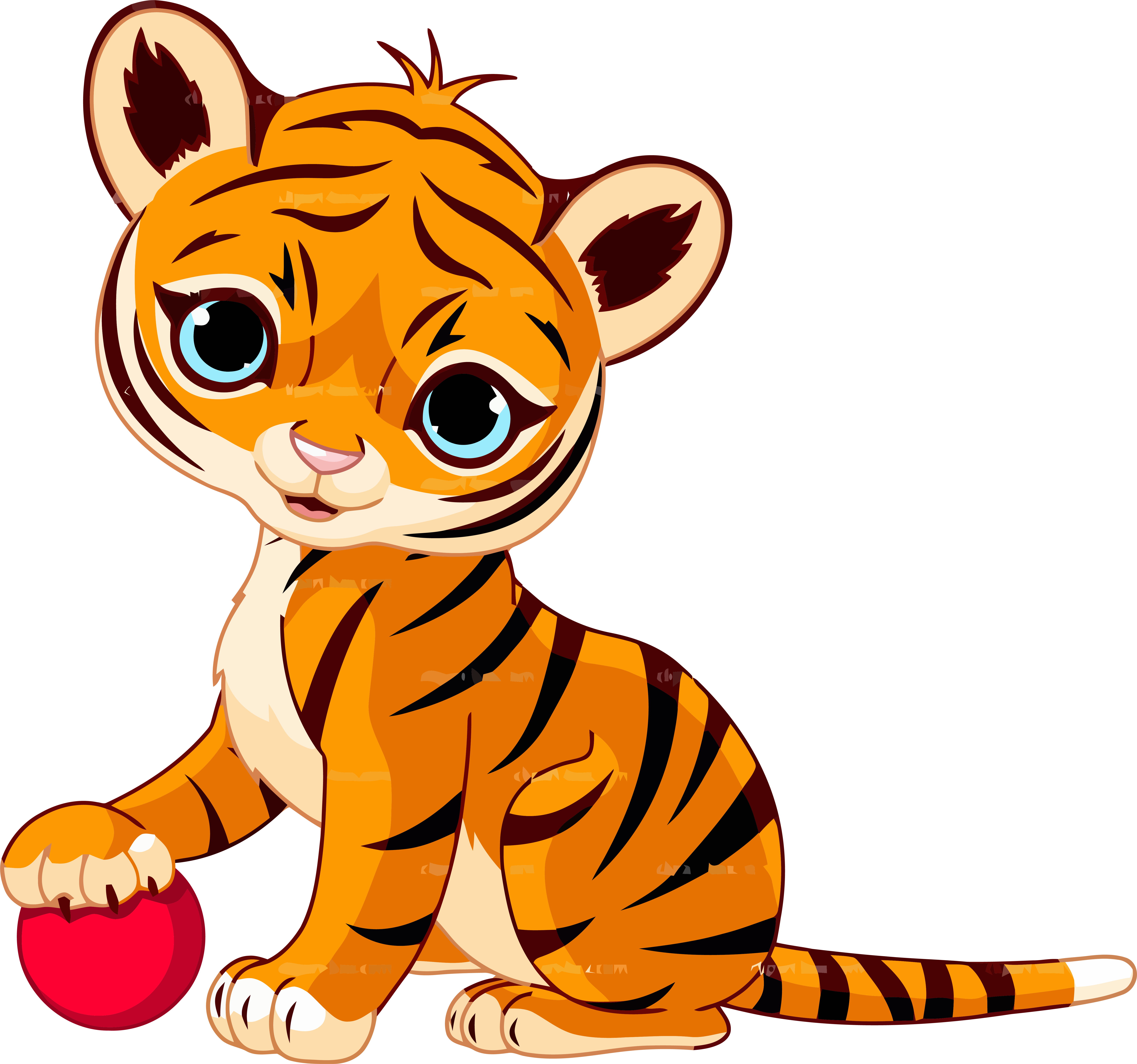 Tigger Clip Art Baby Tigger Ball Clipart Png Image - Cute Tiger Cub Cartoon Transparent Png (6427x6012), Png Download