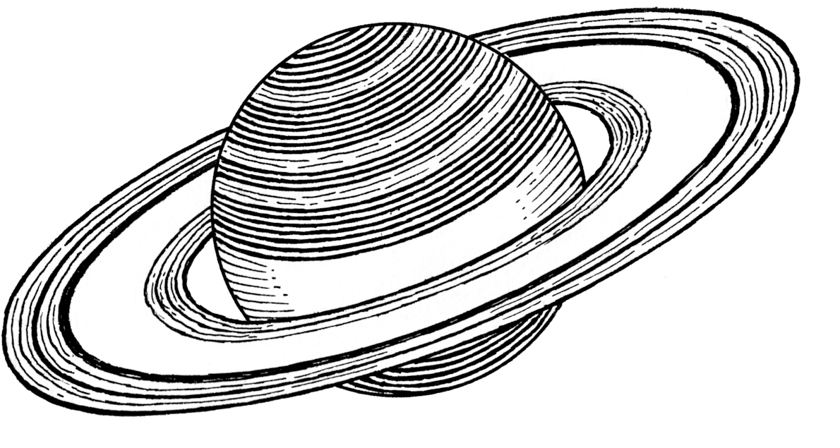 Saturn - Saturn Lineart Clipart (1200x662), Png Download