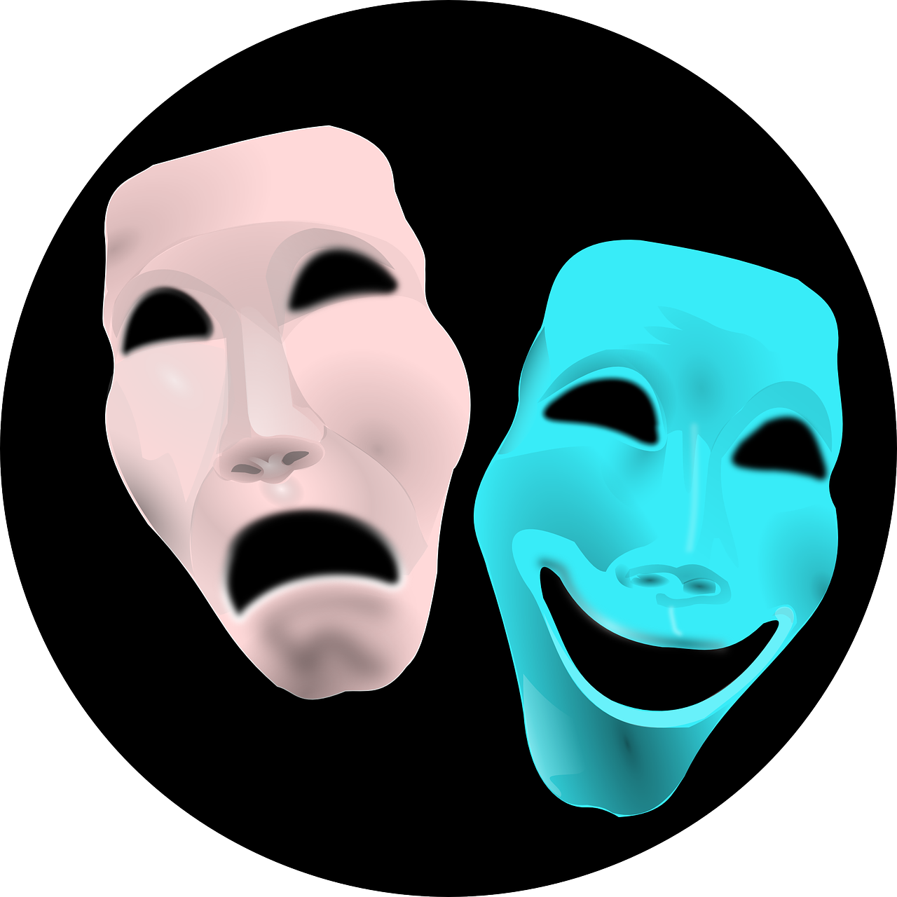 Theatre Masks"
 Class="img Responsive True Size Default - Two Faced People Png Clipart (1280x1280), Png Download