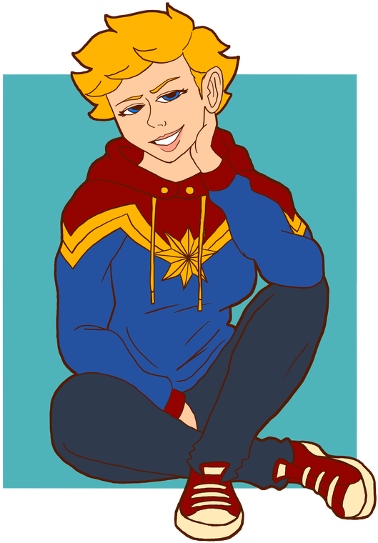Captain Marvel Clipart Justice League - Captain Marvel Casual Fanart - Png Download (800x800), Png Download
