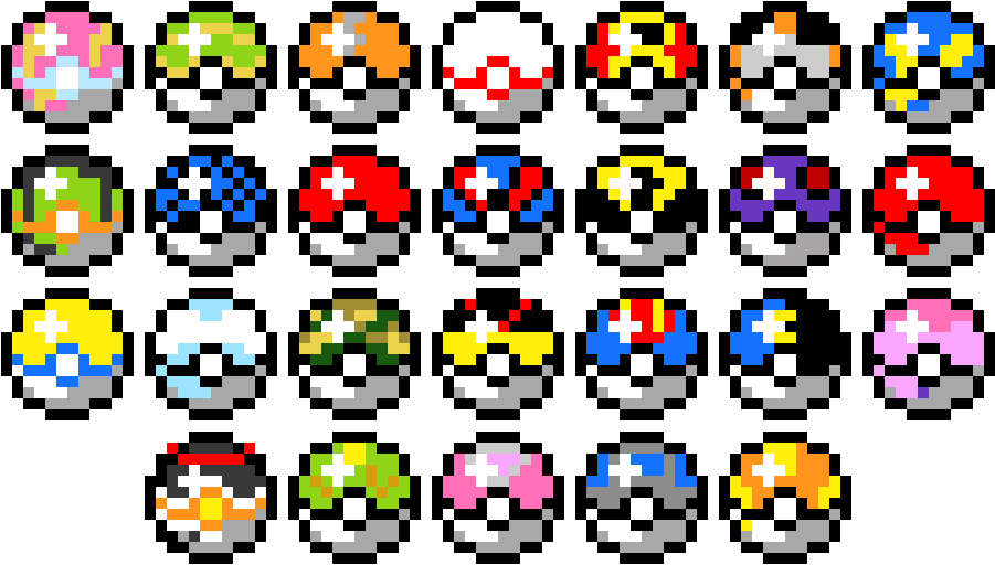 Pixel Art Pokeballs , Png Download - Pixel Art Pokemon Pokeball Clipart (901x521), Png Download