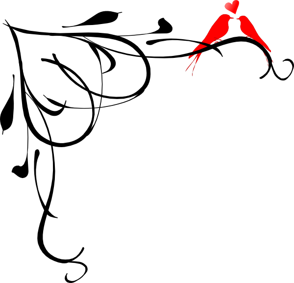 Love Birds Black And White Clipart (600x577), Png Download