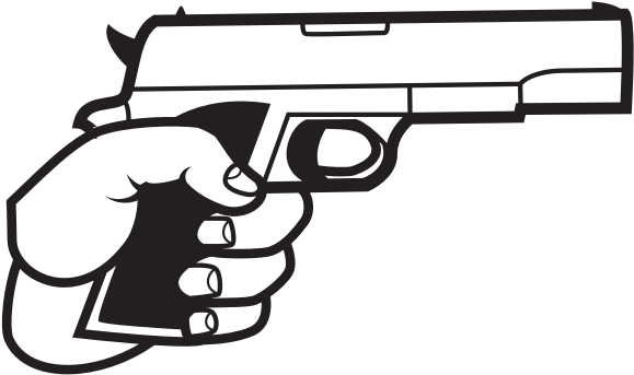 Gun In Hand Silhouette - Cartoon Hand Holding Gun Clipart (600x600), Png Download