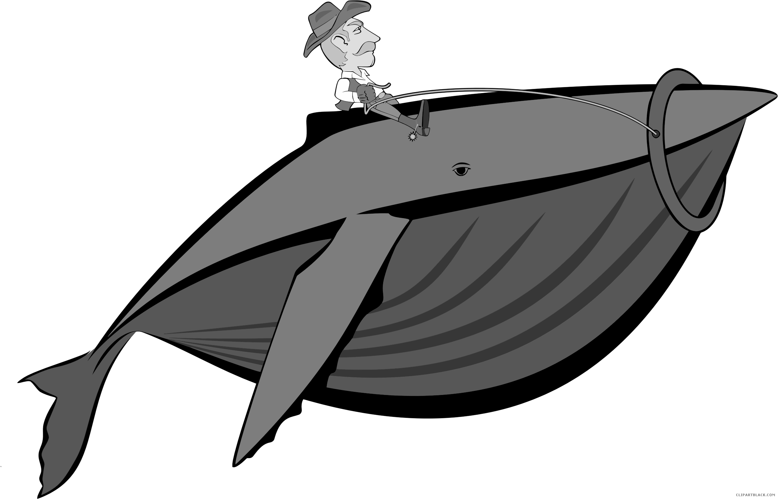 Whale Animal Free Black White Clipart Images Clipartblack - Cowboy On A Whale - Png Download (2475x1588), Png Download