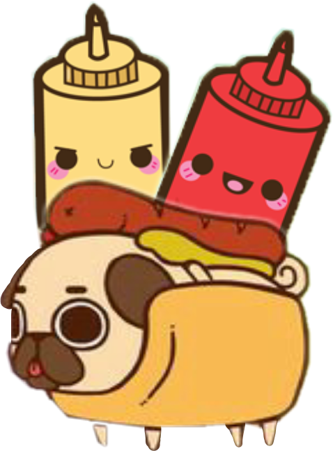 #hotdog #ketchup #mustard - Pug Chibi Clipart (478x647), Png Download