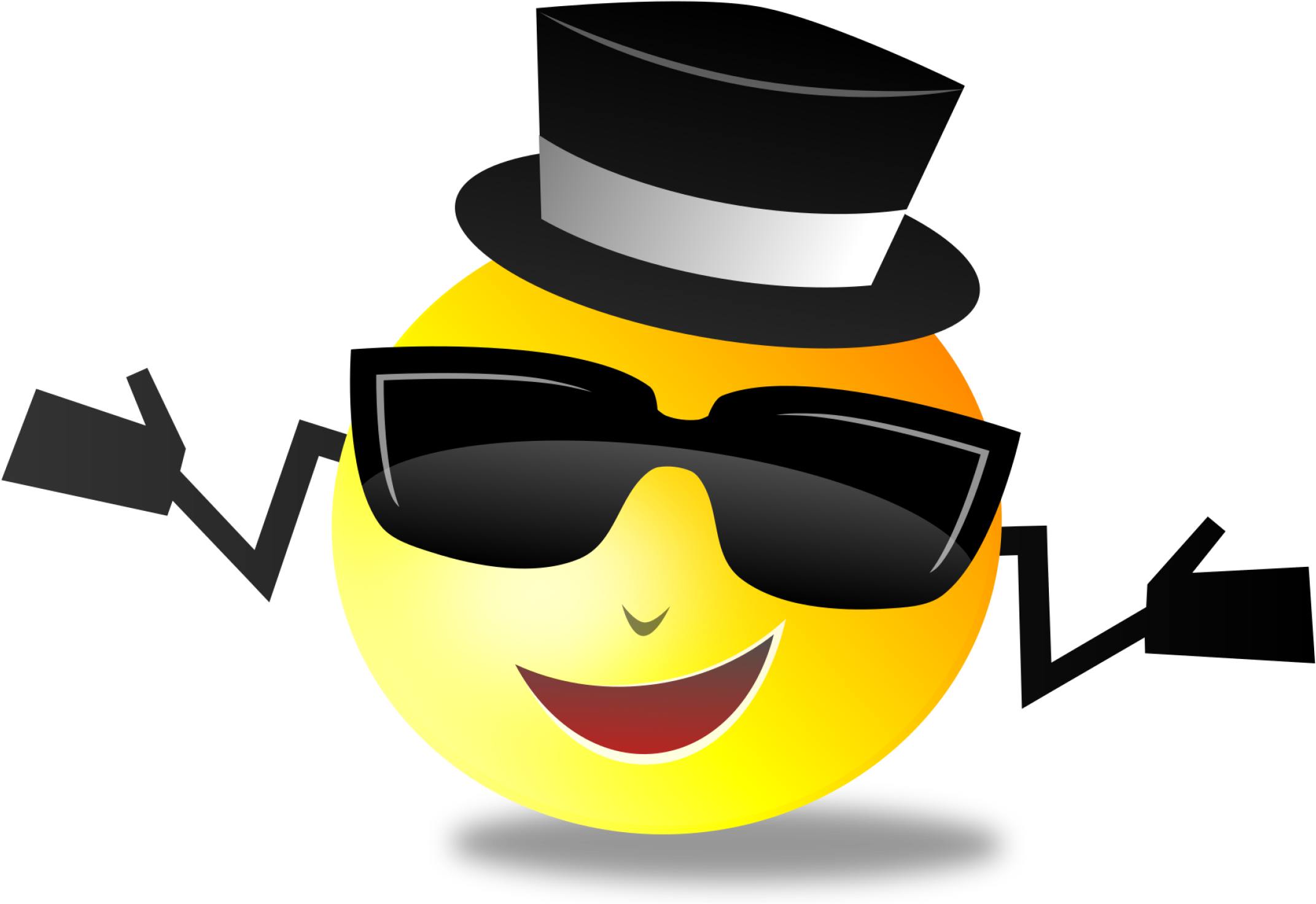 Smiley Cool Svg Clip Arts - Smiley Face With Top Hat - Png Download (2400x1759), Png Download