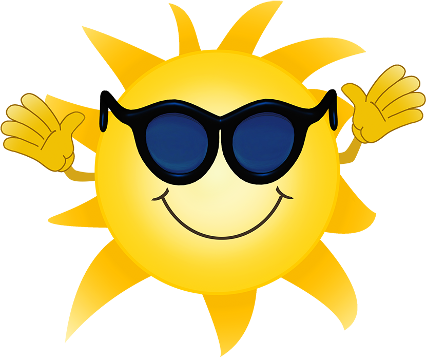 Cartoon Sun With Sunglasses Waving - Sun Rays Cartoon Clipart (945x822), Png Download