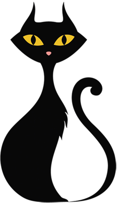 Black Cat Clip Art Drawing Kitten - Black Cat Clipart Halloween - Png Download (543x799), Png Download