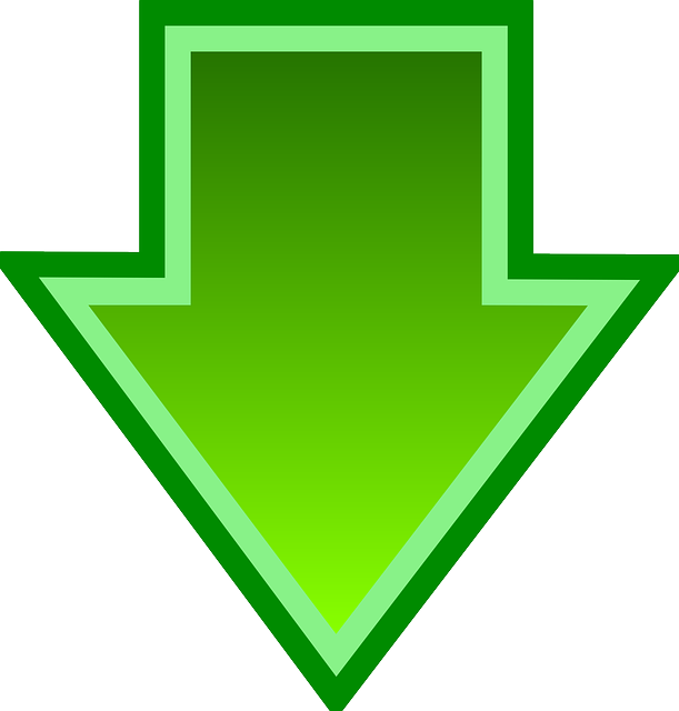 Arrow, Download, File, Glossy, Green, Icon, Down, South - Green Down Arrow Clipart - Png Download (611x640), Png Download