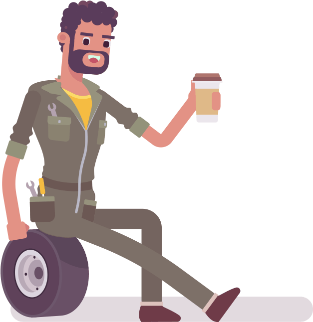 Getting New Tires - Cartoon Clipart (748x646), Png Download