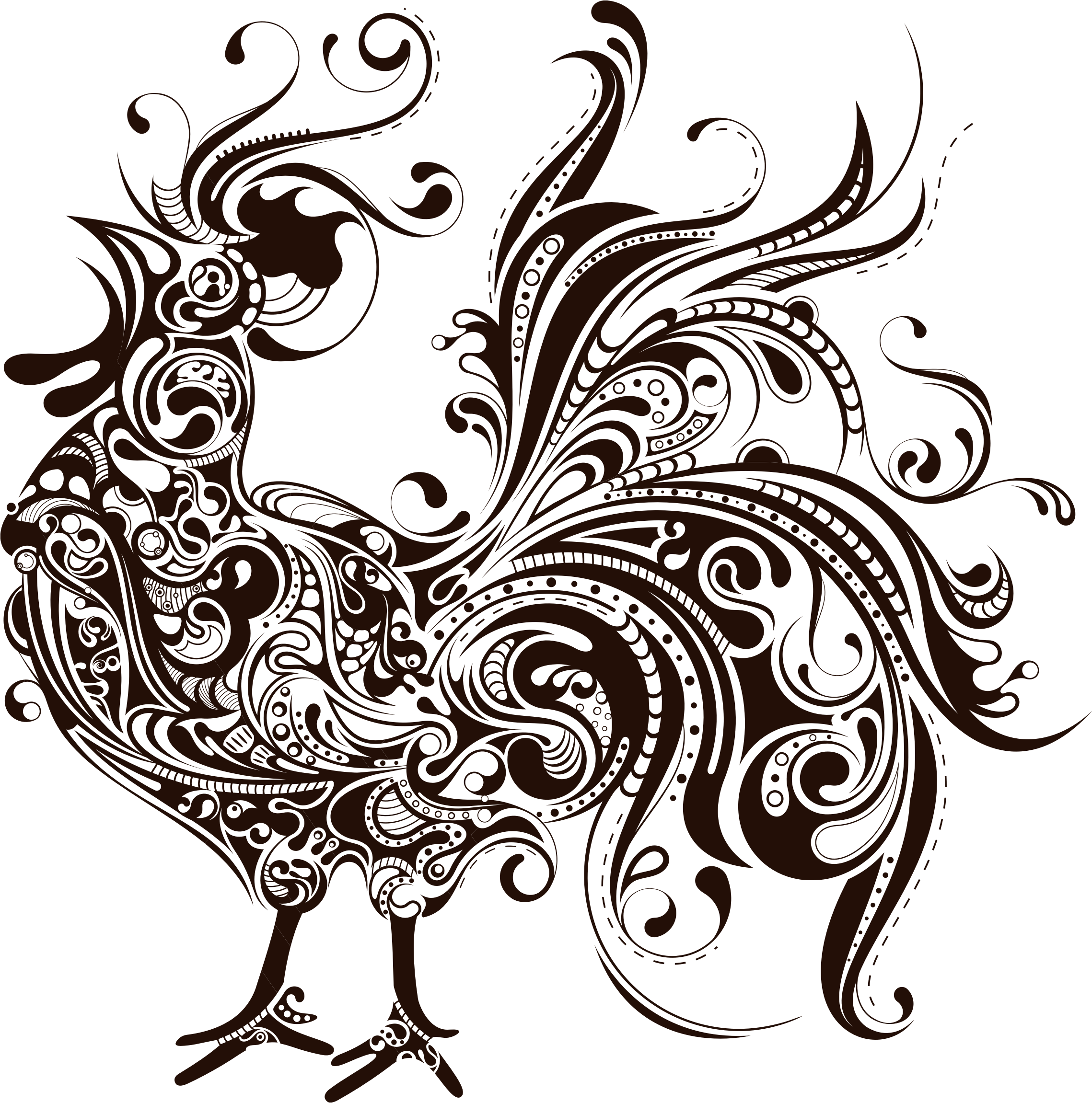 Coloring Clipart Rooster - Silhouettes Of Rooster - Png Download (2278x2302), Png Download