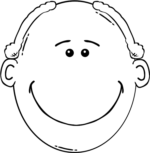 Balding Man Smiling Outline Vector Image - Angry Clip Art Black And White - Png Download (600x600), Png Download