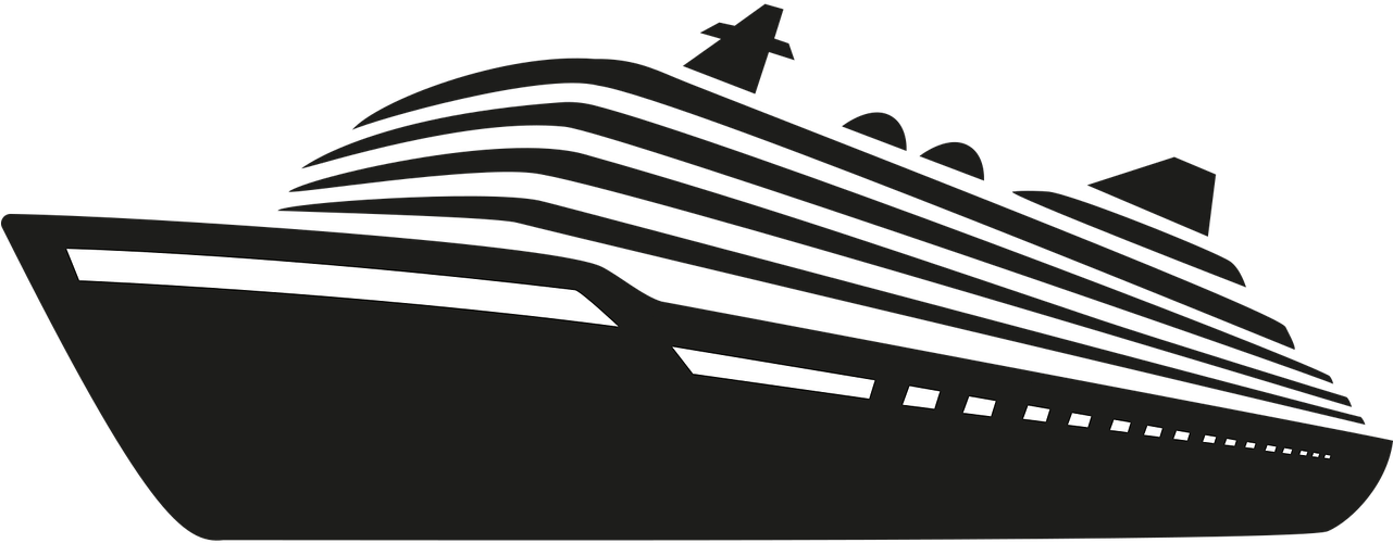 Black And White Cruise Ship Clipart - Png Download (1280x640), Png Download