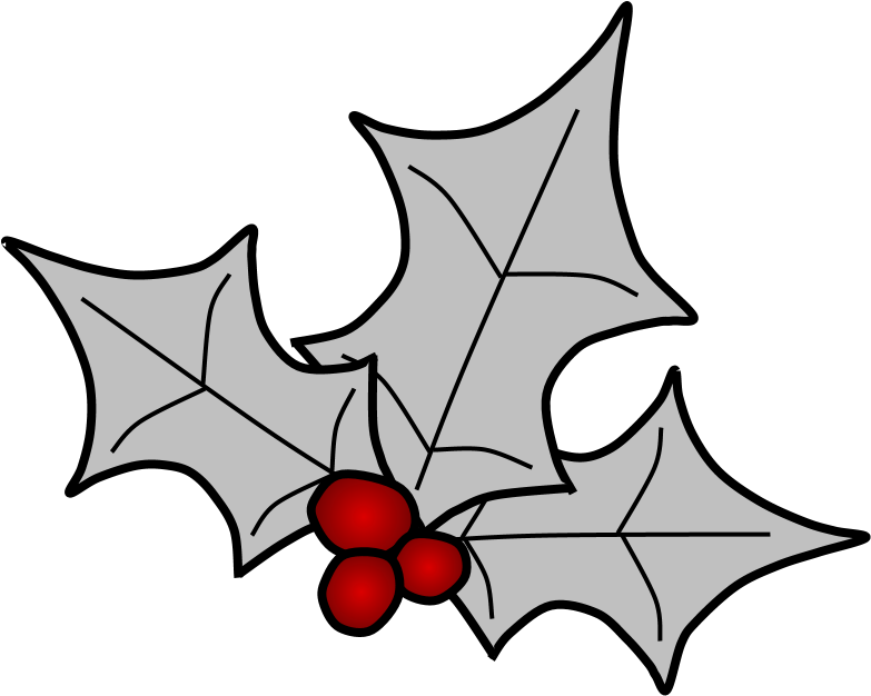 Holly, Berries, Leaves Spread, Silver - Holly Leaves Png Clipart (816x1056), Png Download