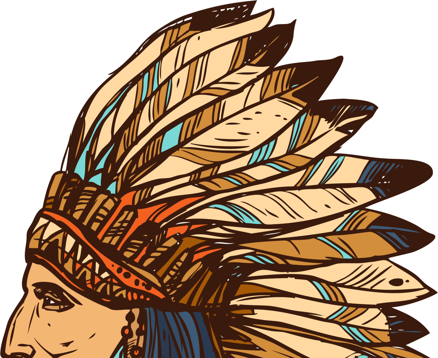 Native American Feather Women Head Clipart (1577x1200), Png Download