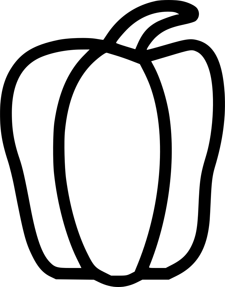 Outline Pepper Clipart Black And White - Capsicum Black And White - Png Download (768x980), Png Download