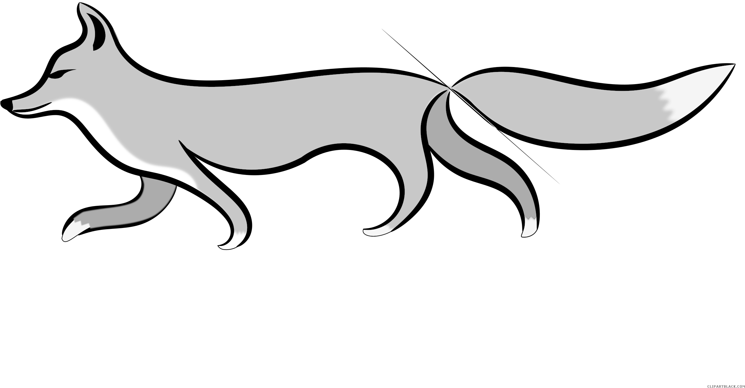 Fox Animal Free Black White Clipart Images Clipartblack - Png Download (2445x1273), Png Download
