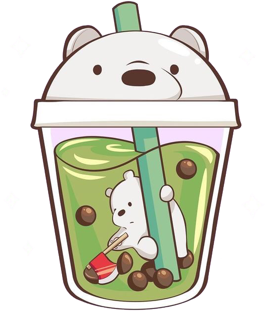 #cute #kawaii #bear #polarbear #tea #greentea #freetoedit - We Bare Bears Boba Clipart (750x750), Png Download
