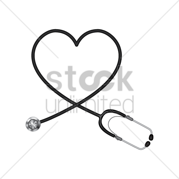 Collection Of Free Stethoscope Drawing Ecg Download - Heart Shaped Stethoscope Vector Clipart (600x600), Png Download