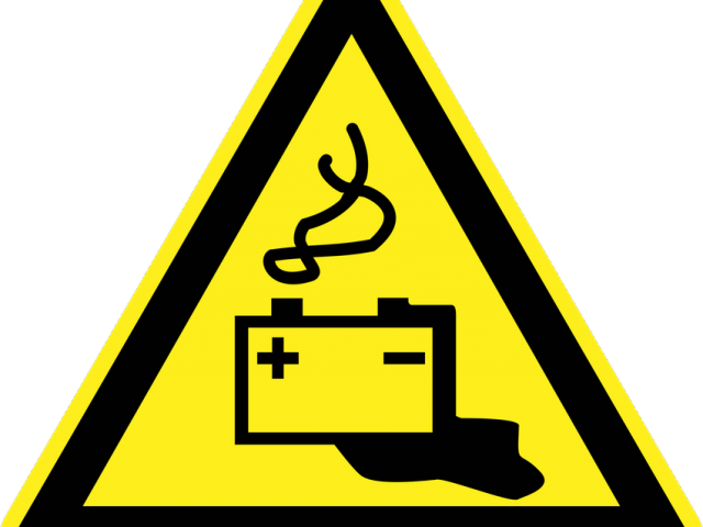 Battery Clipart 12 Volt - Battery Safety Sign - Png Download (640x480), Png Download