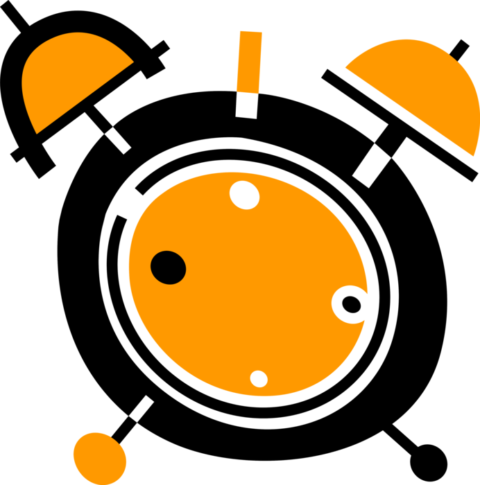 Vector Illustration Of Alarm Clock Ringing Its Morning Clipart (692x700), Png Download