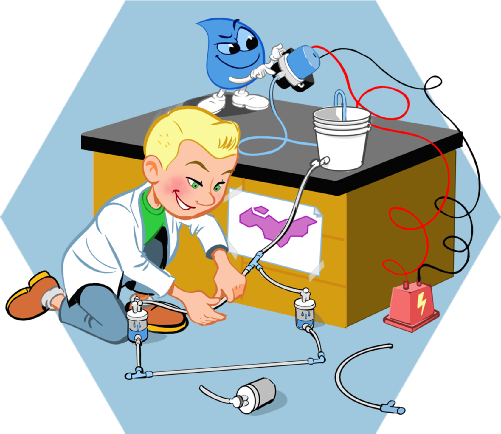 Drinking Water And Wastewater - Cartoon Clipart (1800x1800), Png Download