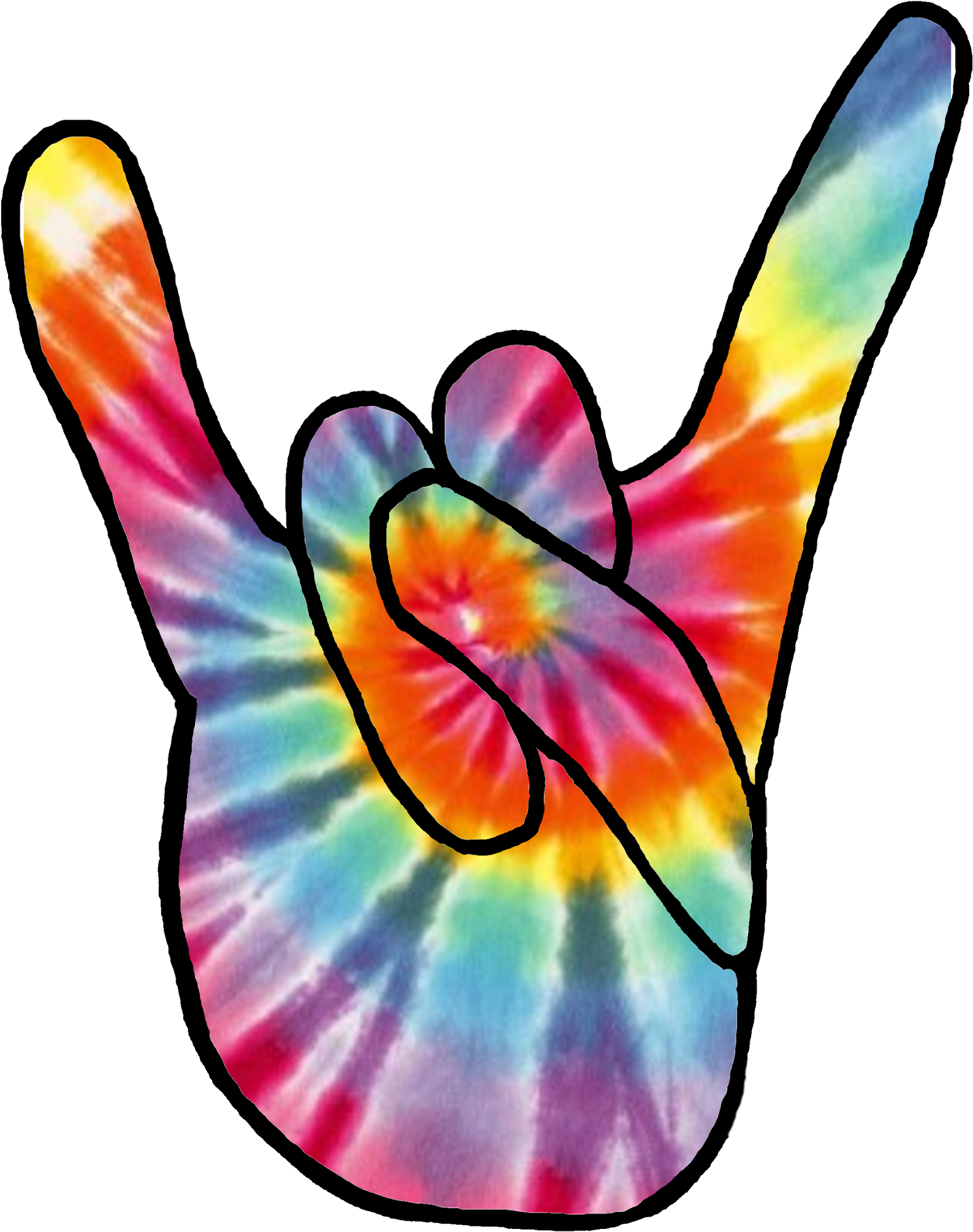 "rock On" Tiedye Hand Clipart (2146x2847), Png Download