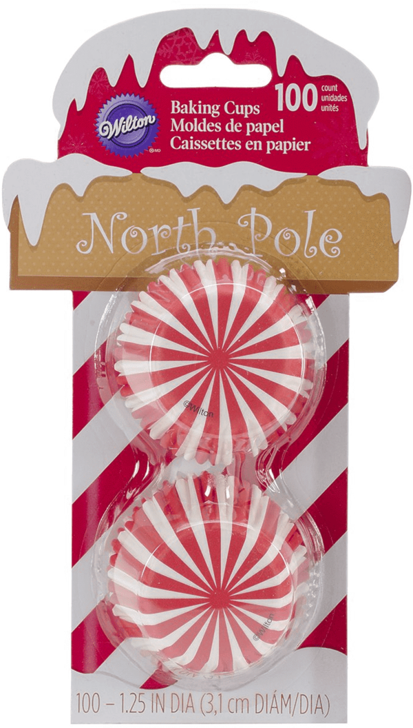 Baking Cups Mini Cupcakes North Pole Red & White Stripe - Wilton 415 1981 100 Count Christmas North Pole Baking Clipart (1060x1060), Png Download