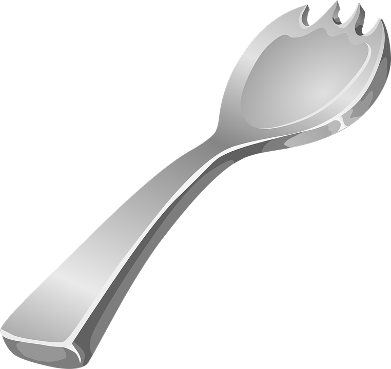 Fork, Metallic, Steel, Kitchen Utensils, Tools, Cutlery - Spork Clipart - Png Download (762x720), Png Download