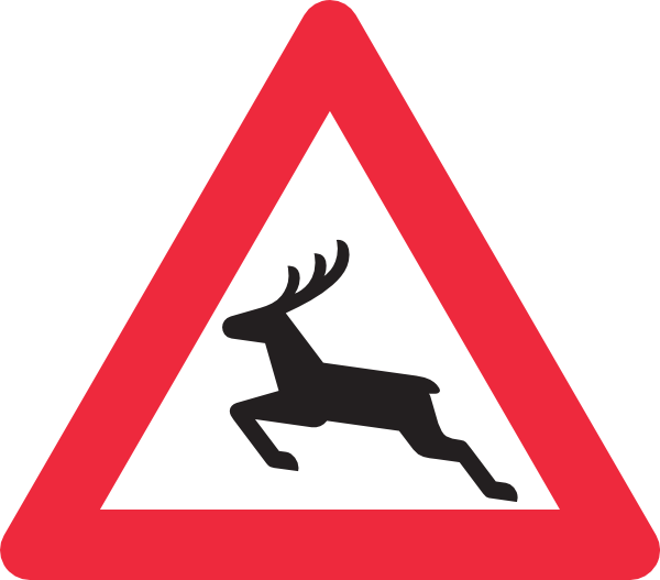 Deer Crossing - Sharp Curve Right Sign Clipart (600x527), Png Download