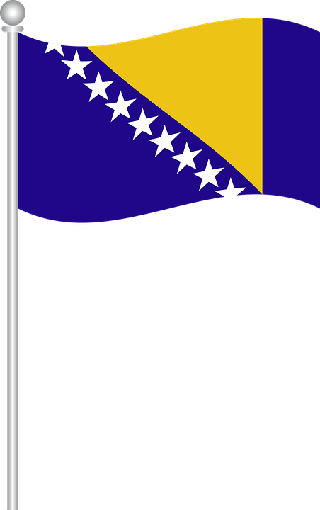 Bosnia Clipart Flag Png - Flag Blue Yellow White Stars Transparent Png (452x720), Png Download