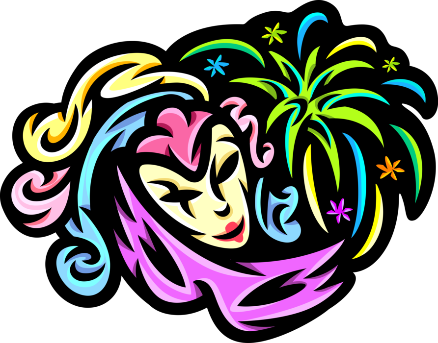 Vector Illustration Of New Orleans Mardi Gras, Shrove - Illustration Clipart (892x700), Png Download