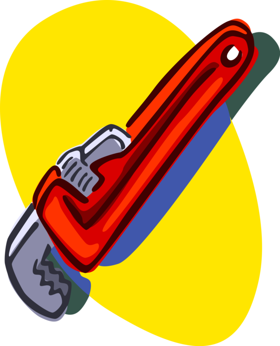Vector Illustration Of Monkey Wrench Pipe Wrench Or - Monkey Wrench Clipart (566x700), Png Download