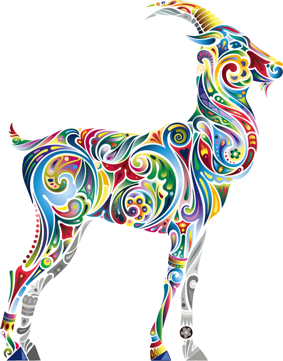 Color Vector Animal Hd Image Free Png Clipart - Multi Colored Goat Transparent Png (582x743), Png Download