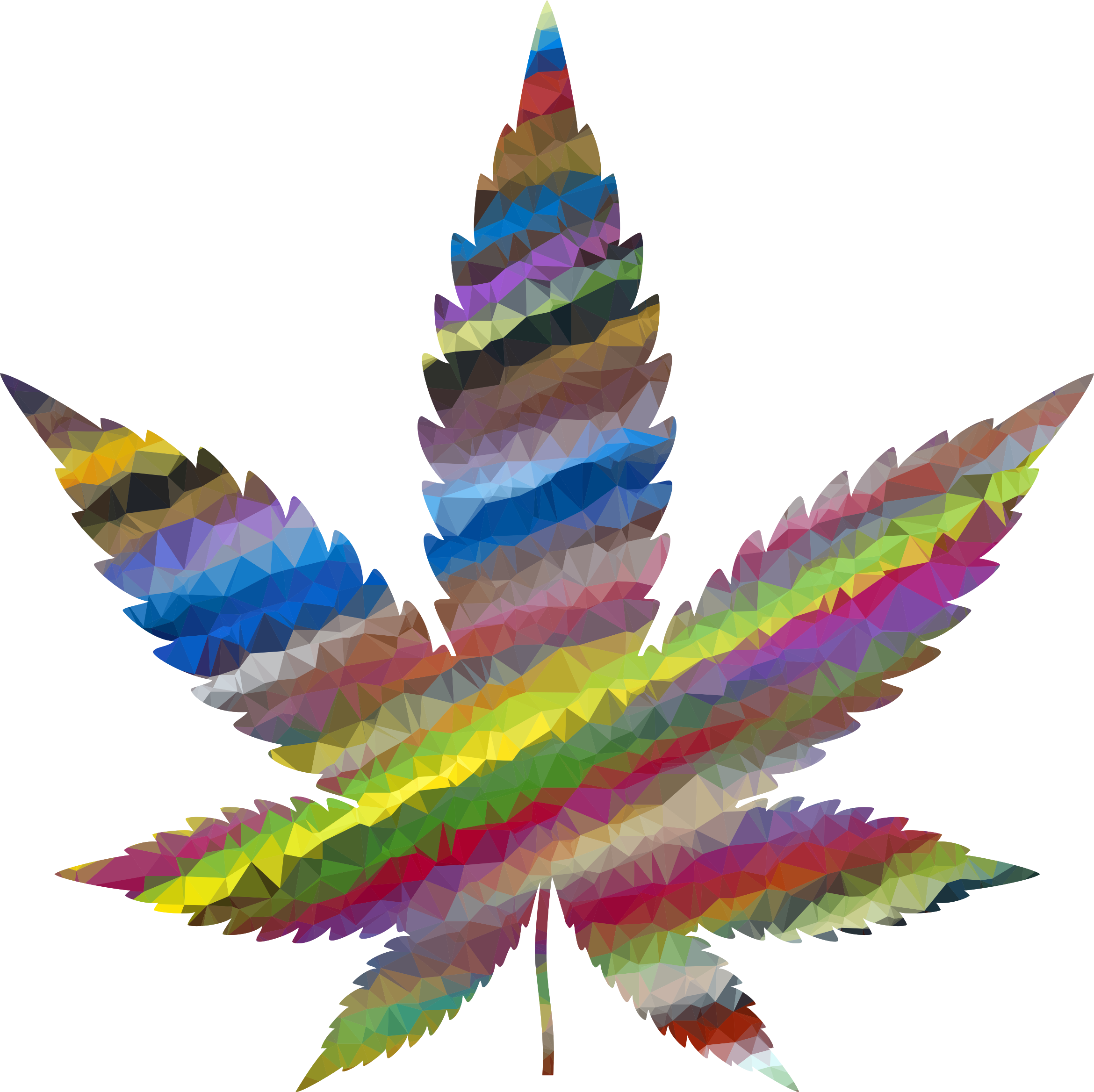 Low Poly Prismatic Marijuana Leaf - Marijuana Leaf Clipart (600x600), Png Download