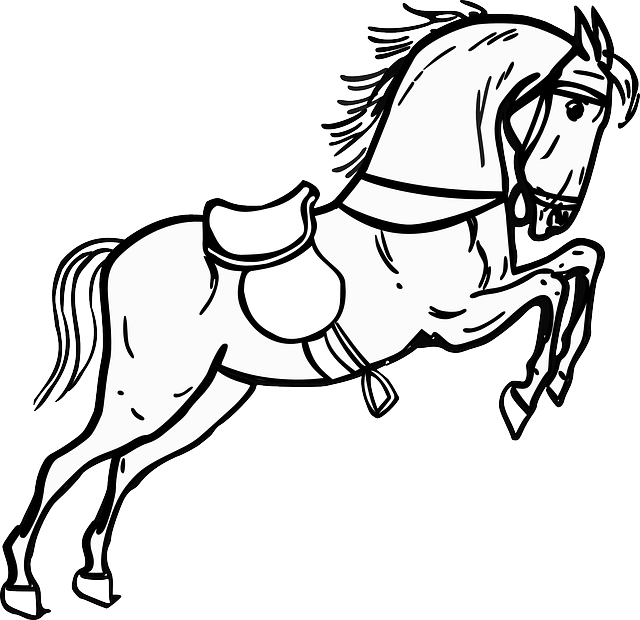 Horse, Jumping, Standing, Animal, Outline, Contour - Black And White Horse Clipart - Png Download (640x620), Png Download