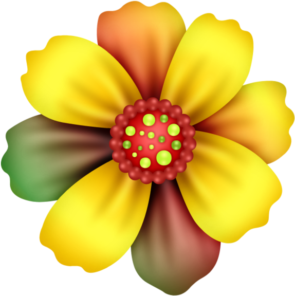 Cartoon Flowers Drawing Colored Clipart (600x600), Png Download