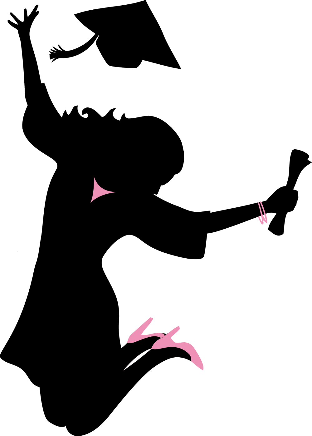 Silhouette Graduation Clipart - Png Download (1000x1396), Png Download