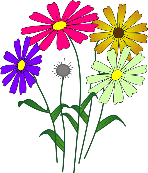 Flowers Outline Png Icons - Cartoon Flowers Clipart Transparent Png (600x600), Png Download