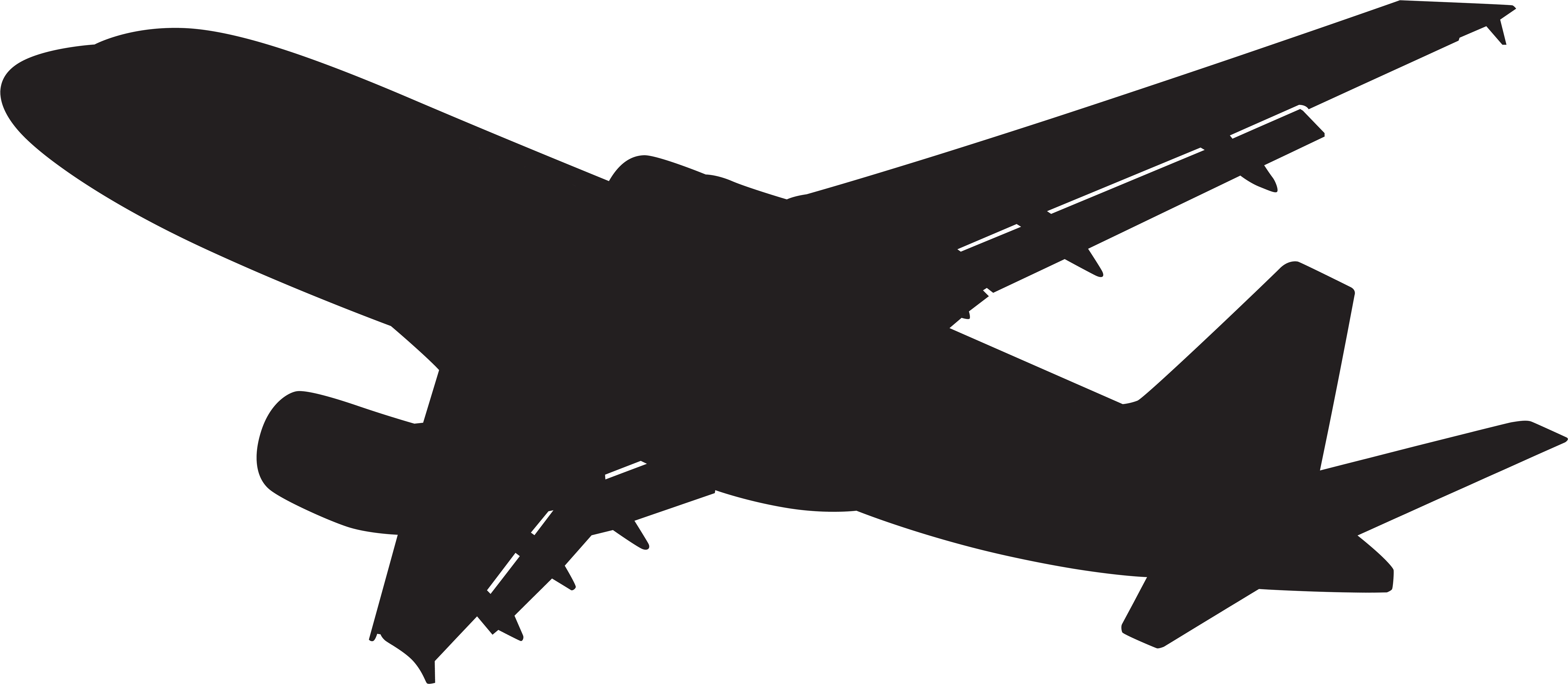 Plane Silhouette Transparent Background - Silhouette Airplane Transparent Background Clipart (8000x3495), Png Download