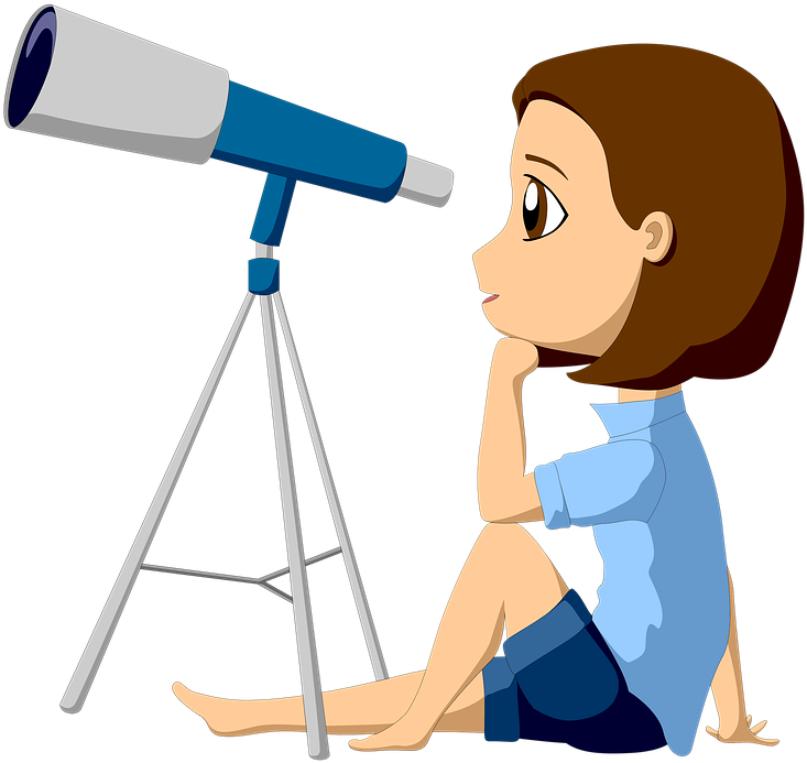 Girl With Telescope Clipart - Png Download (779x720), Png Download