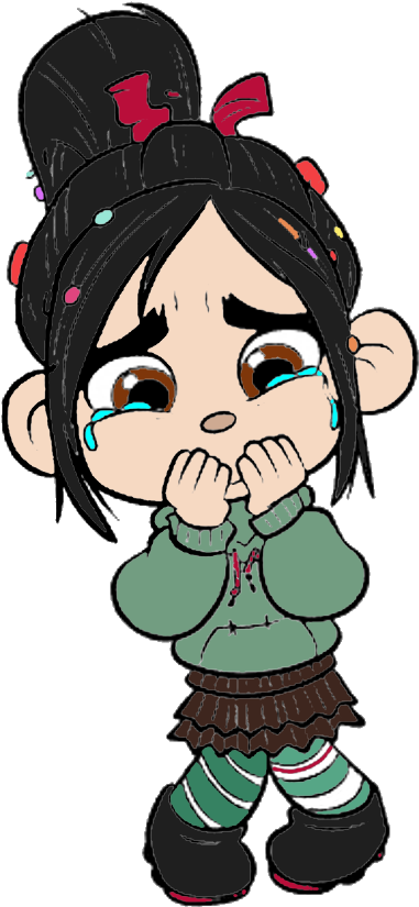 Vanellope Von Schweetz Crying - Wreck It Ralph Vanellope Von Schweetz Crying Clipart (391x833), Png Download